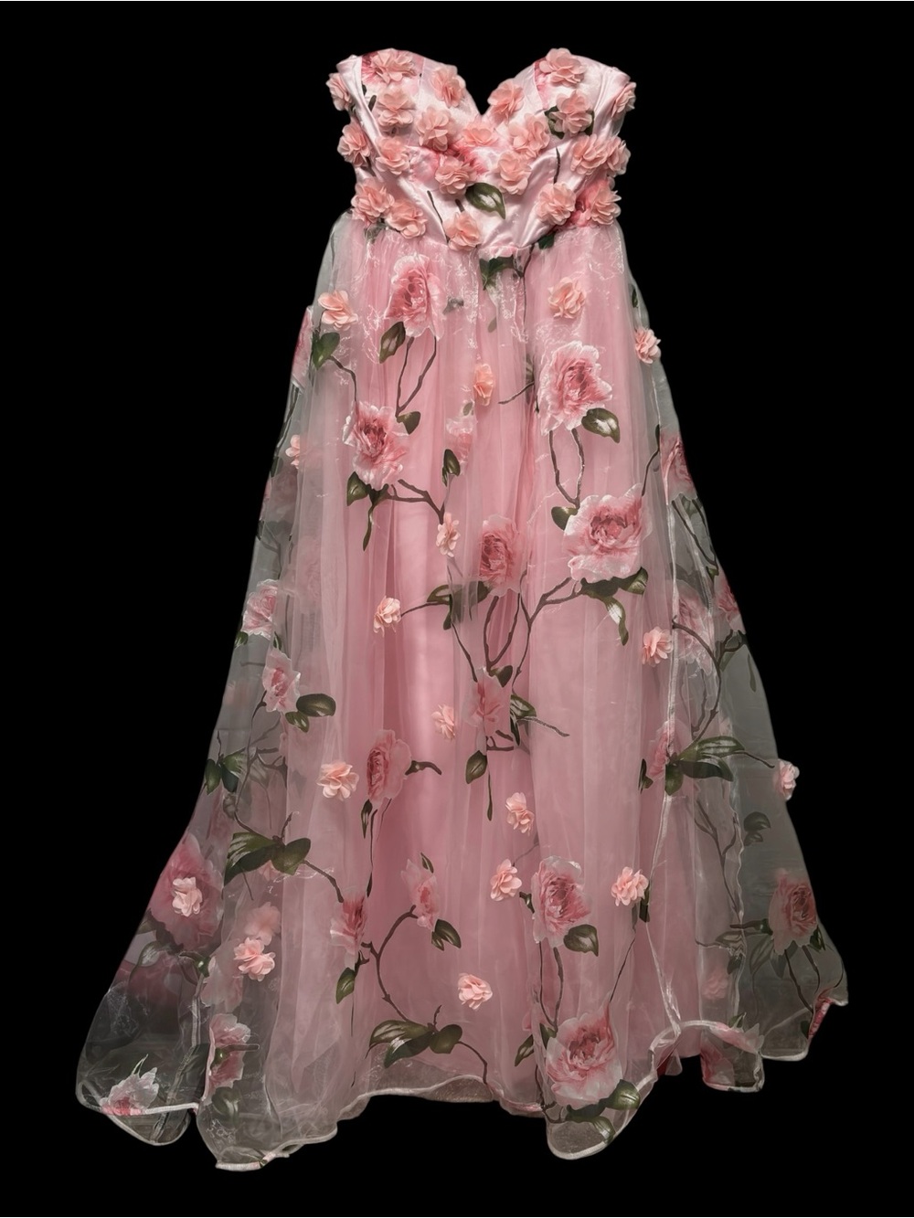 NWT✨ | Nova Luxe | Mirabella Pink Floral Applique Strapless Maxi Dress - Picture 4 of 8
